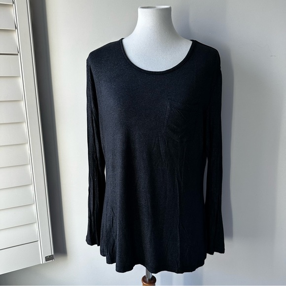 Belle Gray by Lisa Rinna Black/Gray Sparkle Long Sleeve Top Front Pocket Small - Picture 2 of 7